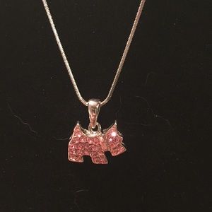 Girls Pink Crystal Dog Necklace
